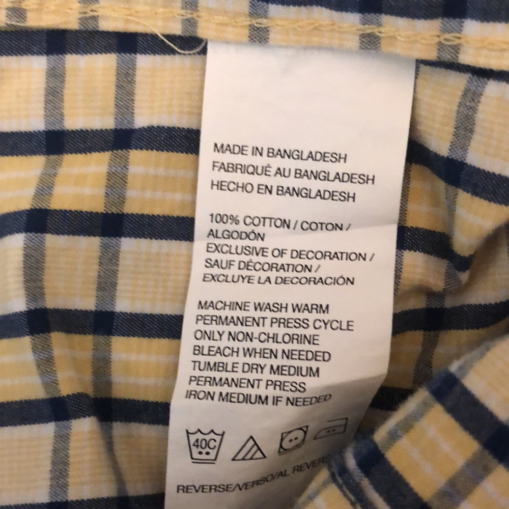 Izod Long Sleeve Buttondown Shirt Sz L Large Yellow Blue Plaid - Picture 5 of 5